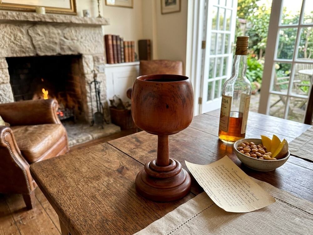 Vintage Bermuda Cedar Hand-Carved "Friendship Goblet" Features Captive Rings!